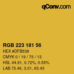 Color code: RGB 223 181 56 | qconv.com