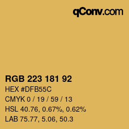 Color code: RGB 223 181 92 | qconv.com