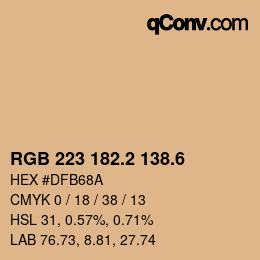 カラーコード: RGB 223 182.2 138.6 | qconv.com