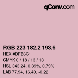 カラーコード: RGB 223 182.2 193.6 | qconv.com