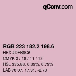 カラーコード: RGB 223 182.2 198.6 | qconv.com