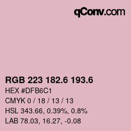 カラーコード: RGB 223 182.6 193.6 | qconv.com