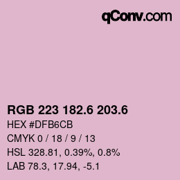 カラーコード: RGB 223 182.6 203.6 | qconv.com