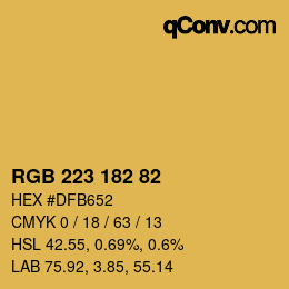 Color code: RGB 223 182 82 | qconv.com