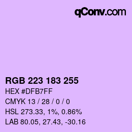 Color code: RGB 223 183 255 | qconv.com