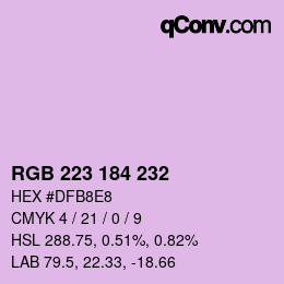 Color code: RGB 223 184 232 | qconv.com