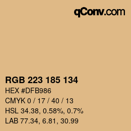 Color code: RGB 223 185 134 | qconv.com