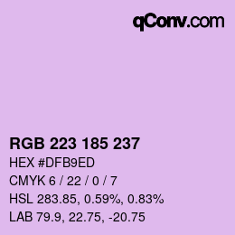Color code: RGB 223 185 237 | qconv.com