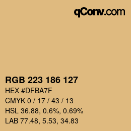 Color code: RGB 223 186 127 | qconv.com