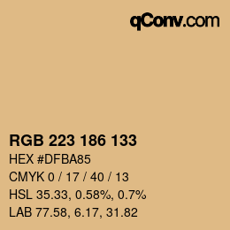 Color code: RGB 223 186 133 | qconv.com