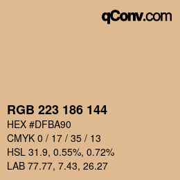 Color code: RGB 223 186 144 | qconv.com