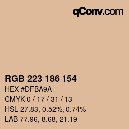 Color code: RGB 223 186 154 | qconv.com