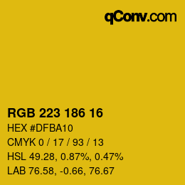 Color code: RGB 223 186 16 | qconv.com