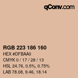 Color code: RGB 223 186 160 | qconv.com