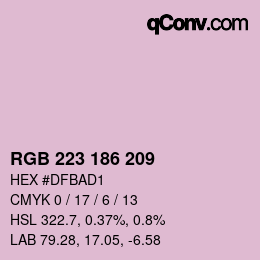 Color code: RGB 223 186 209 | qconv.com