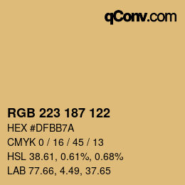Color code: RGB 223 187 122 | qconv.com