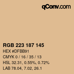 Color code: RGB 223 187 145 | qconv.com
