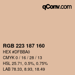 カラーコード: RGB 223 187 160 | qconv.com