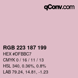 Color code: RGB 223 187 199 | qconv.com