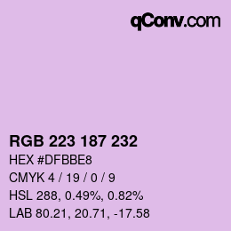 颜色代码: RGB 223 187 232 | qconv.com