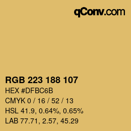 Color code: RGB 223 188 107 | qconv.com