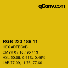 Color code: RGB 223 188 11 | qconv.com