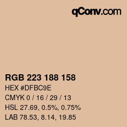 Color code: RGB 223 188 158 | qconv.com