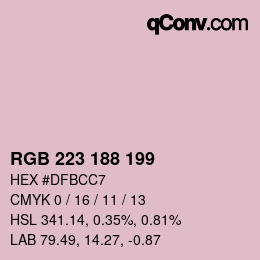 Color code: RGB 223 188 199 | qconv.com