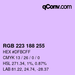Color code: RGB 223 188 255 | qconv.com