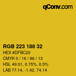 Farbcode: RGB 223 188 32 | qconv.com