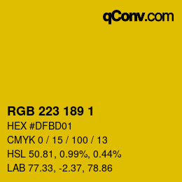 Color code: RGB 223 189 1 | qconv.com