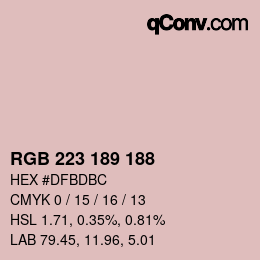 Color code: RGB 223 189 188 | qconv.com