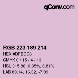 カラーコード: RGB 223 189 214 | qconv.com