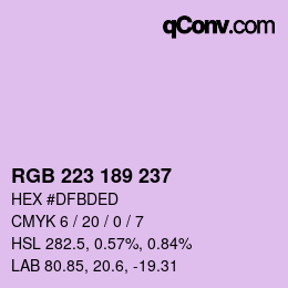 Color code: RGB 223 189 237 | qconv.com