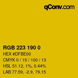 Color code: RGB 223 190 0 | qconv.com