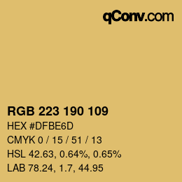颜色代码: RGB 223 190 109 | qconv.com