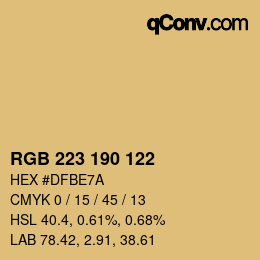 Color code: RGB 223 190 122 | qconv.com