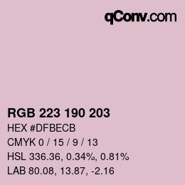 Color code: RGB 223 190 203 | qconv.com