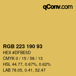 Color code: RGB 223 190 93 | qconv.com