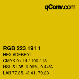 Color code: RGB 223 191 1 | qconv.com