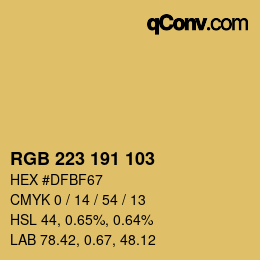 Color code: RGB 223 191 103 | qconv.com