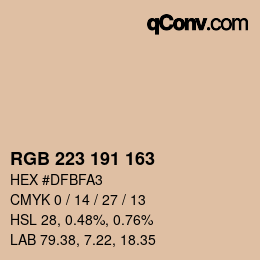Color code: RGB 223 191 163 | qconv.com