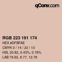 Color code: RGB 223 191 174 | qconv.com