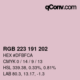 Color code: RGB 223 191 202 | qconv.com