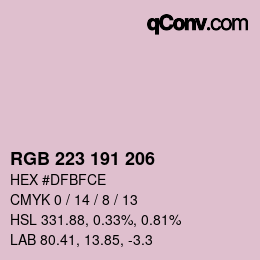 Color code: RGB 223 191 206 | qconv.com