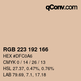 カラーコード: RGB 223 192 166 | qconv.com
