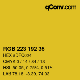 Color code: RGB 223 192 36 | qconv.com
