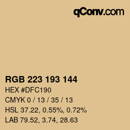カラーコード: RGB 223 193 144 | qconv.com