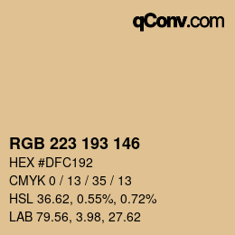 Color code: RGB 223 193 146 | qconv.com