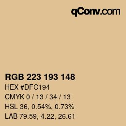 カラーコード: RGB 223 193 148 | qconv.com